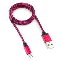 Купить Кабель USB 2.0 Cablexpert CC-mUSB2pe1m, USB-MicroUSB, 1м, нейлоновая оплетка, алюм разъ, фиол Алматы