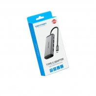 купить Док-станция Vention Type-C to HDMI/USB3.0*3/PD converter 0.15m grey, metal type в Алматы фото 3