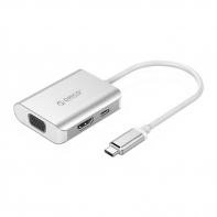 купить Адаптер ORICO  XC-302-SV-BP <Type-C, HDMI, VGA, Cable 15cm, 60*47*16mm> в Алматы фото 1