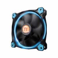 купить Кулер для компьютерного корпуса,Thermaltake, Riing 14 LED Blue (CL-F039-PL14BU-A), 140мм, 1000-1400 об.мин, 3pin LNCable, Подсветка LED синяя, Габариты 140х140х25мм, Чёрный в Алматы фото 2