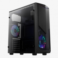 Купить Кейс, Aerocool, Tomahawk, ATX/Micro ATX, USB 2*2.0, HD-Audio  Mic, Высота процессорного кулера до 167мм, Толщина 0,5мм, Без Б/П, Чёрный Алматы