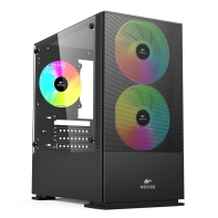 Купить Корпус Wintek Shadow 701-B TG, Micro ATX, USB 1*3.0/1*2.0, HD-Audio Mic, 2*14cm 1*12cm ARGB fan (без контроллера), чёрный Алматы