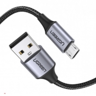 купить Кабель UGREEN US290 USB 2.0 A to Micro USB Cable Nickel Plating Aluminum Braid 3m (Black), 60403 в Алматы фото 1