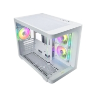 купить Компьютерный корпус FSP S380, Без БП, 2xUSB3.0, Type-C, 3xFAN120 ARGB, Curved Glas, White, M-ATX в Алматы фото 3