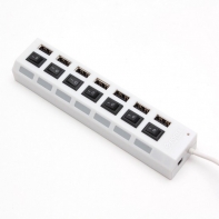 купить Расширитель USB, Deluxe, DUH7003WH, 7 Портов, USB 2.0 Hi-Speed, С кнопкой и индикатором вкл./выкл. для каждого порта, Блок питания на 220В, Белый в Алматы фото 1