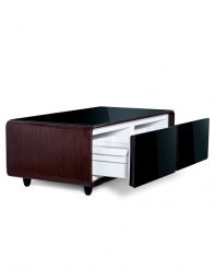 купить ХОЛОДИЛЬНИК SKYWORTH МУЛЬТИМЕДИЙНЫЙ СТОЛ SRD-130BLW WOOD, 130л, A+, Bluetooth, USB, Touch LED, акустическая система 40Вт, 1300х665х459, принт "дерево" в Алматы фото 1