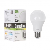 купить Эл. лампа светодиодная, Camelion, LED9-A60/830/E27, Мощность 9Вт, Тип колбы А60, Цвет. температура 3000К, Цоколь E27, Тёплый в Алматы фото 1