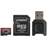 купить Карта памяти MicroSD, Kingston Canvas React Plus, 64GB, MLPMR2/64GB, UHS-II, R285/W165 + USB Adapter в Алматы фото 1