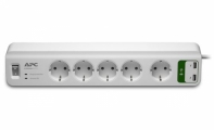 купить Сетевой фильтр APC PM5U-RS Essential SurgeArrest, 5 розеток, USB-зарядное устройство 2 порта, 5 В, 2,4 А, 230 В, белый в Алматы фото 1