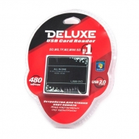 купить Картридер, Deluxe, DCR004BK, All in 1, Поддержка карт SD/SD-HC/Mini-SD/Mirco-SD/MMC/MS/MS Pro/MS Duo/CF, USB 2.0, Чёрный в Алматы фото 2