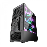 купить Корпус Wintek Flame-V2 D537-B TG, ATX/Micro ATX, USB 1*3.0/2*2.0, 0,5mm, 1*12cm RGB, Black в Алматы фото 2