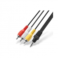 купить Переходник, SHIP, SH8092-1.5B, 3RCA на MINI JACK, 3.5 мм, Блистер, 1.5 м, Чёрный в Алматы фото 1
