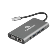 купить Конвертер Cablexpert USB Type-C 7-in-1 multi-port adapter (Hub3.0,HDMI,VGA,PD,card reader, stereo audio), space greyUSB-C PD (A-CM-COMBO7-01) в Алматы фото 2