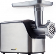 купить Мясорубка Электрическая UNIT UGR-460. Мощность 1500W. 6 скоростей. Функция реверса. две металлические решетки с отверстиями разного диаметра (5 мм/ 8 мм). Насадка для приготовления кеббе, полых мясных трубочек.  в Алматы фото 3