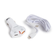 купить Автомобильное зарядное устройство LDNIO C60P PD+QC3.0 Lightning Белый в Алматы фото 1