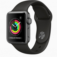 купить Apple Watch Series 3 GPS, 38mm Space Grey Aluminium Case with Black Sport Band, Model A1858 в Алматы фото 1