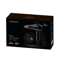 купить Фен дорожный ARDESTO HD-Y120T, 1200Вт, 2 режима, 2 скорости, складная ручка, черный в Алматы фото 3