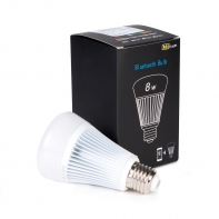 купить Светодиодная лампа, Milight, FUT070, Bluetooth, 8Вт, RGB   2700 - 6500K (Многоцвет   Регулируемая световая температура), Цоколь E27, Яркость свечения 550LM, Совместима с iOS и Android, Алюминий, Поликарбонат, Белый в Алматы фото 1