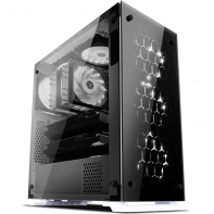купить Корпус NOMAD Vega без БП, USB 3.0*1 + 1.1*2, HD Audio, черный матовый, толщина металла 0.6мм,передняя панель закаленное стекло, боковые стенки из закаленного стекла, фильтр защита от пыли,  Tornado Blue Fan с подсветкой *2 спереди, Tornado Blue Fan с в Алматы фото 1
