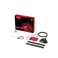 купить Сетевой адаптер беспроводной PCIe CUDY WE4000 <5400Mbps Wi-Fi 6 / Bluetooth 5.2 PCI Express Adapter,  Intel AX210 module, 2T2R, 2402Mbps at 5GHz/6Ghz + 574Mbps at 2.4GHz, 802.11ax/ac/a/b/g/n, Magnetized antenna base, 2 high gain detachable antennas,  в Алматы фото 3