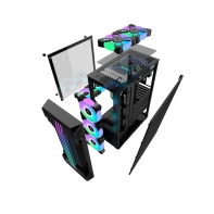 купить Корпус Wintek Flame-V2 D537-B TG, Midi Tower, ATX, Black, 2x3.5*/1x2.5*, 3xUSB в Алматы фото 3