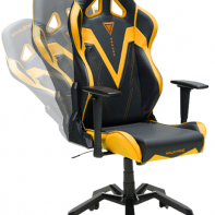 купить Игровое компьютерное кресло, DX Racer,  OH/VB03/NA, ПУ экокожа, Вид наполнителя: губчатая пена высокой плотности (54 кг/м?), Металлическая основа кресла, Механизм качания: топ-ган, Прорезиненные колеса в комплектации, Чёрный/Жёлтый в Алматы фото 1