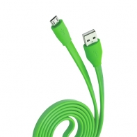 купить Кабель OLMIO USB 2.0 - microUSB, 1м, 2.1A, зеленый, плоский в Алматы фото 1