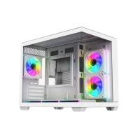 Купить Компьютерный корпус FSP S342-WA, Без БП, 2xUSB3.0+Type-C, 6xARGB 120mm, 2xGlass, White, mATX Алматы