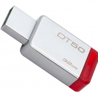купить USB-накопитель, Kingston, DT50 32GB, USB 3.1, 5 Мб/сек, Серибристо-красный в Алматы фото 1