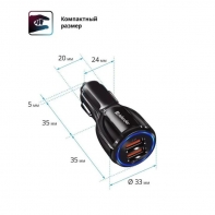 купить Зарядное устройство автомобильное Defender UCA-100 2xUSB QC3.0 черный в Алматы фото 2
