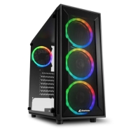 купить Корпус ПК без БП Sharkoon TG4M RGB <ATX, 2x3.5, 4x2.5, 2xUSB 3.0, Audio, 3x120mm ARGB F/P, 1x120mm ARGB R/P, 455*200*430mm> в Алматы фото 1