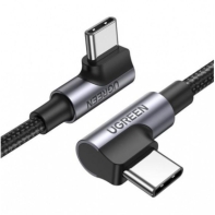 купить Кабель UGREEN US335 Angled USB-C M/M Cable Aluminium Shell with Braided 1m (Black) в Алматы фото 1