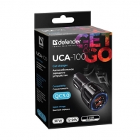 купить Зарядное устройство автомобильное Defender UCA-100 2xUSB QC3.0 черный в Алматы фото 3