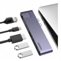 купить Конвертер UGREEN CM218 Dual USB-C 6-in-1 Multifunctional Converter, 50984 в Алматы фото 2