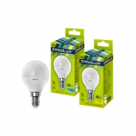 Купить Эл. лампа светодиодная, Ergolux, LED-G45-7W-E14-4K, Шар, Мощность 7Вт, Тип колбы G45, Цвет. температура 4500К, Цоколь E14, Холодный Алматы