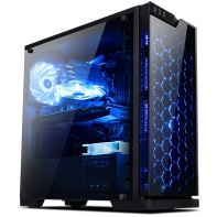 купить Корпус NOMAD Sapphire без БП, USB 3.0*1 + 1.1*2, HD Audio, черный матовый, толщина металла 0.5 мм,передняя панель пластик закаленное стекло, боковая стенка из закаленного стекла, фильтр защита от пыли, Tornado Blue Fan*2 на передней стенке Tornado Bl в Алматы фото 1