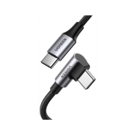 Купить Кабель UGREEN US334 USB-C 2.0 to Angled USB-C M/M Cable Aluminium Shell with Braided 1m (Black) Алматы