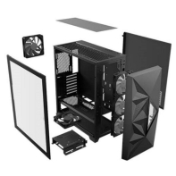 купить Компьютерный корпус DF800 FLUX, black, 3*120mm ARGB, 2*120mm black fans, ATX midi tower (w/o PSU) в Алматы фото 2