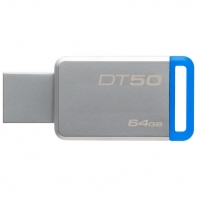 купить USB-накопитель, Kingston, DT50 64GB, USB 3.1, 5 Мб/сек, Серибристо-синий в Алматы фото 1
