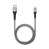 Купить Кабель Olmio MFI STRONG, USB 2.0 - lightning, 1.2м, 2.4A, серый Алматы