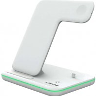 купить CANYON WS-302 3in1 Wireless charger, with touch button for Running water light, Input 9V/2A, 12V/2A, Output 15W/10W/7.5W/5W, Type c to USB-A cable length 1.2m, 137*103*140mm, 0.22Kg, White в Алматы фото 1