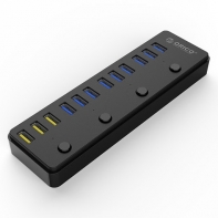 купить USB Хаб ORICO P12-U3-EU-BK <USB3.0x12, DC, 1M, ON/OFF кнопка, 176*52*22mm, BLACK> в Алматы