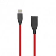 купить Кабель PowerPlant USB - Lightning, 1м, силикон, красный в Алматы фото 1
