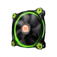 купить Кулер для кейса,Thermaltake, Riing 12 LED Green (CL-F038-PL12GR-A), 120мм, 1000-1500 об.мин, 3pin LNCable, Подсветка LED зелёная, Габариты 120х120х25мм, Чёрный в Алматы фото 2