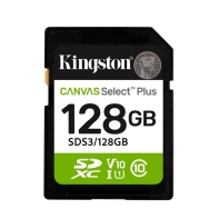 Купить Карта памяти SD, Kingston Canvas Select Plus 128Gb, SDS3/128GB, UHS-I, U1, V10, 150 МБ/с в Алматы