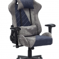 купить Кресло игровое Zombie VIKING X Fabric серый/темно-синий с подголов. крестовина пласт. в Алматы фото 1