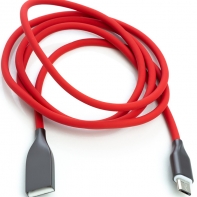 купить Кабель PowerPlant USB - microUSB, 1м, силикон, красный в Алматы фото 1