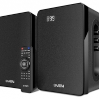 купить SVEN SPS-710, чёрный, акустическая система 2.0, мощность 2x20Вт (RMS), FM-тюнер, USB/SD, дисплей в Алматы фото 1