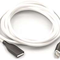 купить Кабель PowerPlant USB - Lightning, 2м, силикон, белый в Алматы фото 1