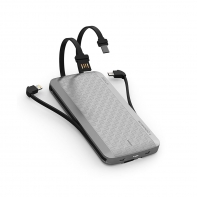 купить Портативное зарядное устройство, iWalk, UBT12000X Silver, 12000mAh, Встроенные кабели TypeC, microUSB, Lightning, Быстрая зарядка QC3.0, Индикатор заряда, Серый в Алматы фото 1